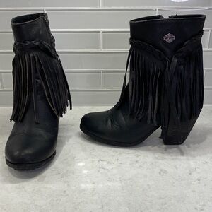 Harley-Davidson Black Fringe Heeled Boots